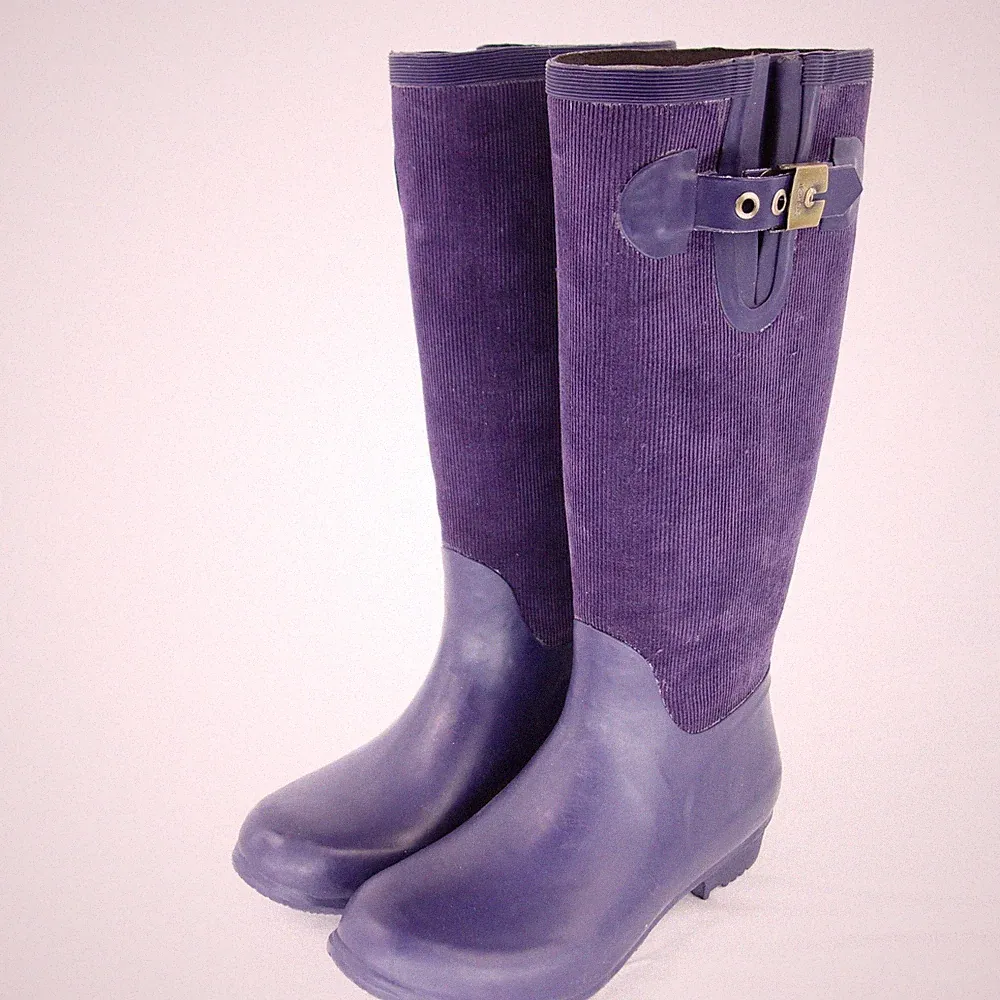 Gummistiefel DR SCHOLL Lila Damen Stiefel Schuhe Größe 37 Cord Schnalle Neu