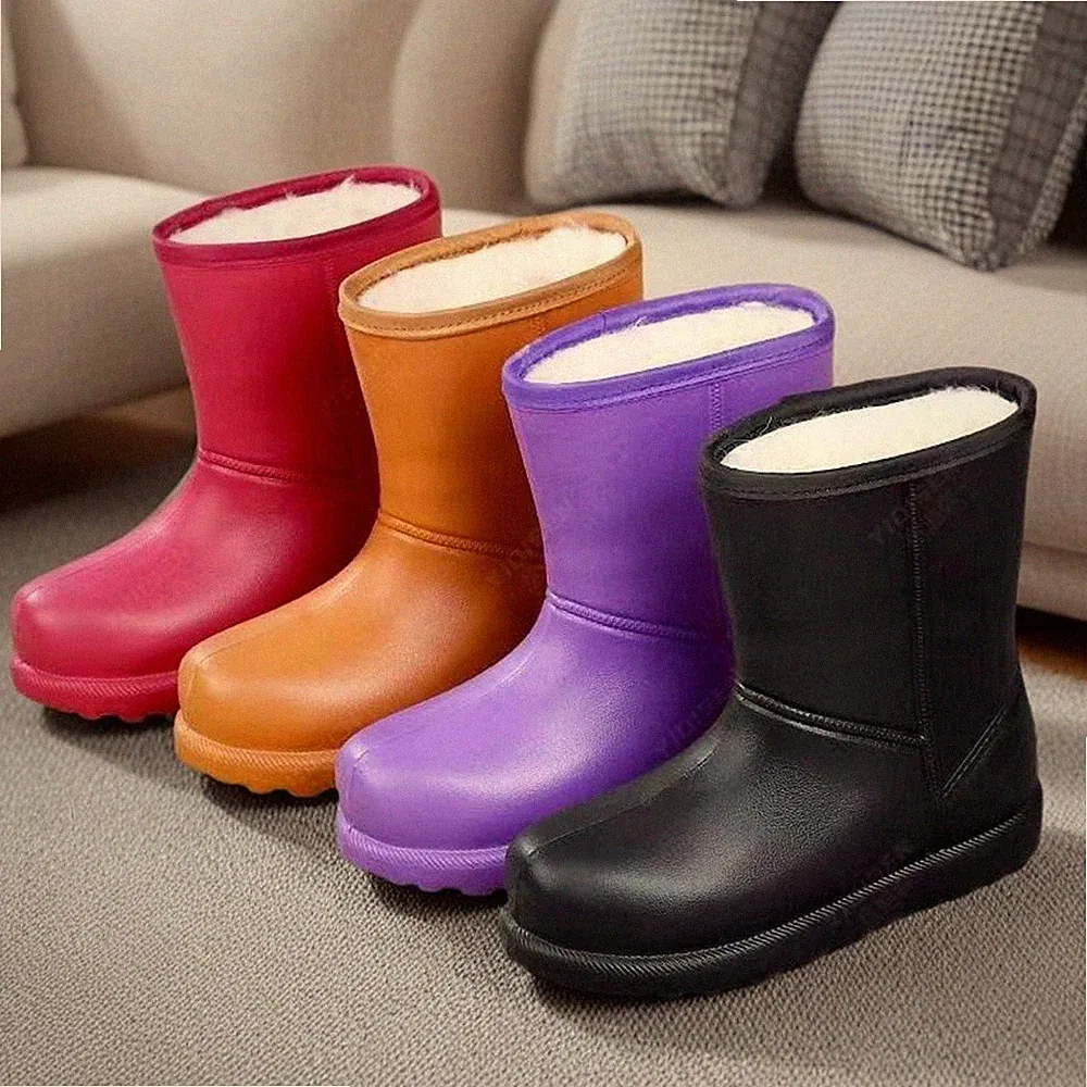 Gummistiefel gefüttert Thermostiefel Leicht EVA Damen Winterstiefel Warm Stiefel
