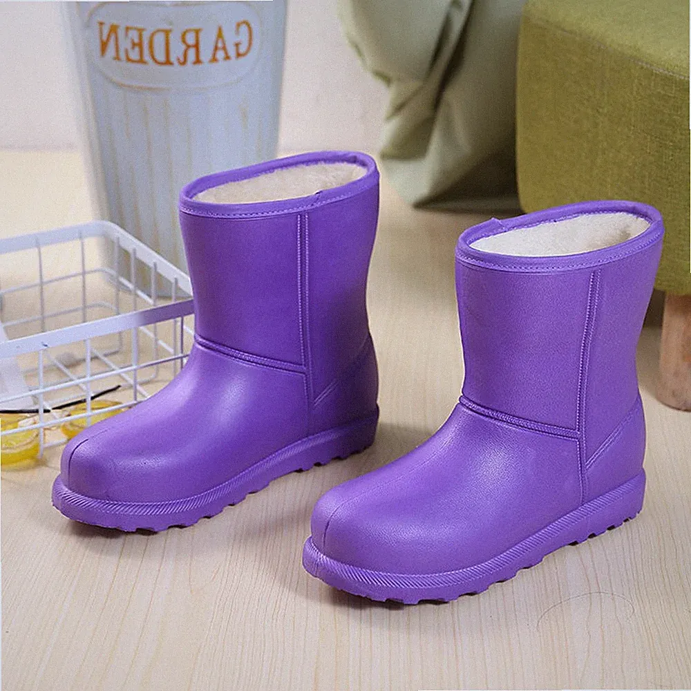 Gummistiefel gefüttert Thermostiefel Leicht EVA Damen Winterstiefel Warm Stiefel