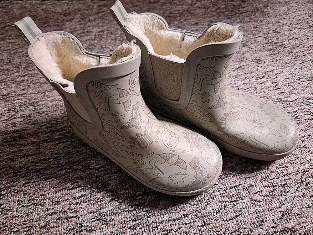 Gummistiefel Gr.27 Kinder beige mit Dekor gefüttert