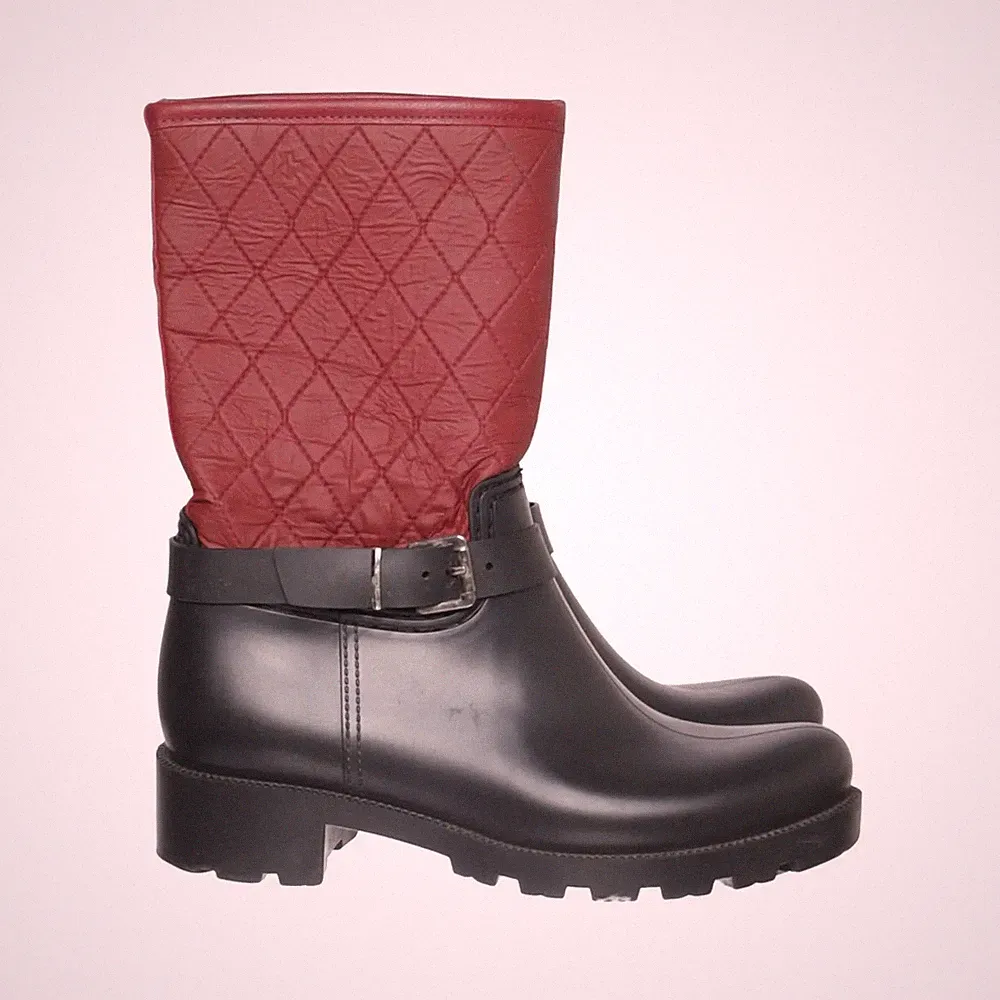 Gummistiefel, Größe: 39, Schwarz/Rot, Damen #tyL