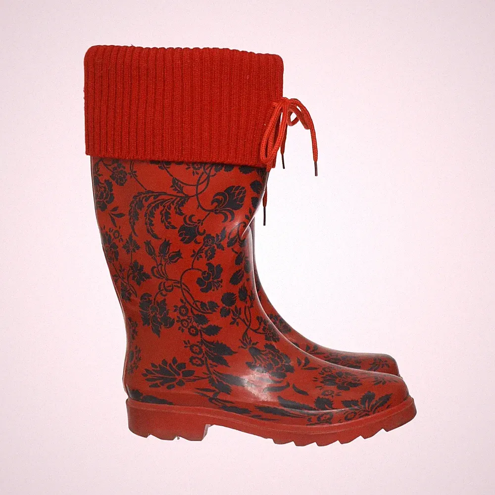 Gummistiefel, Größe: 40, Rot/Schwarz, Damen #KeE