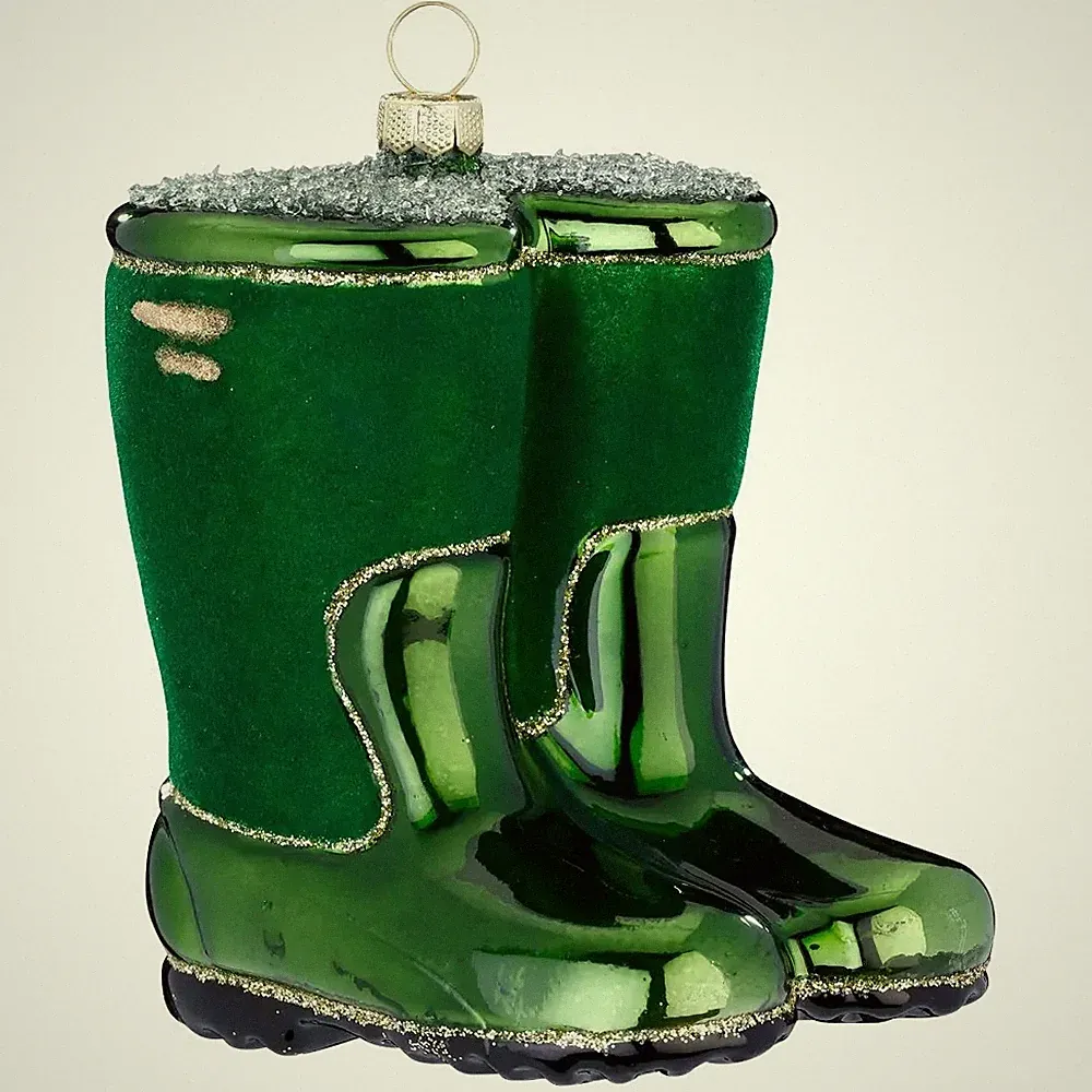 Gummistiefel, grün 11cm - Glasornament, Weihnachtsschmuck