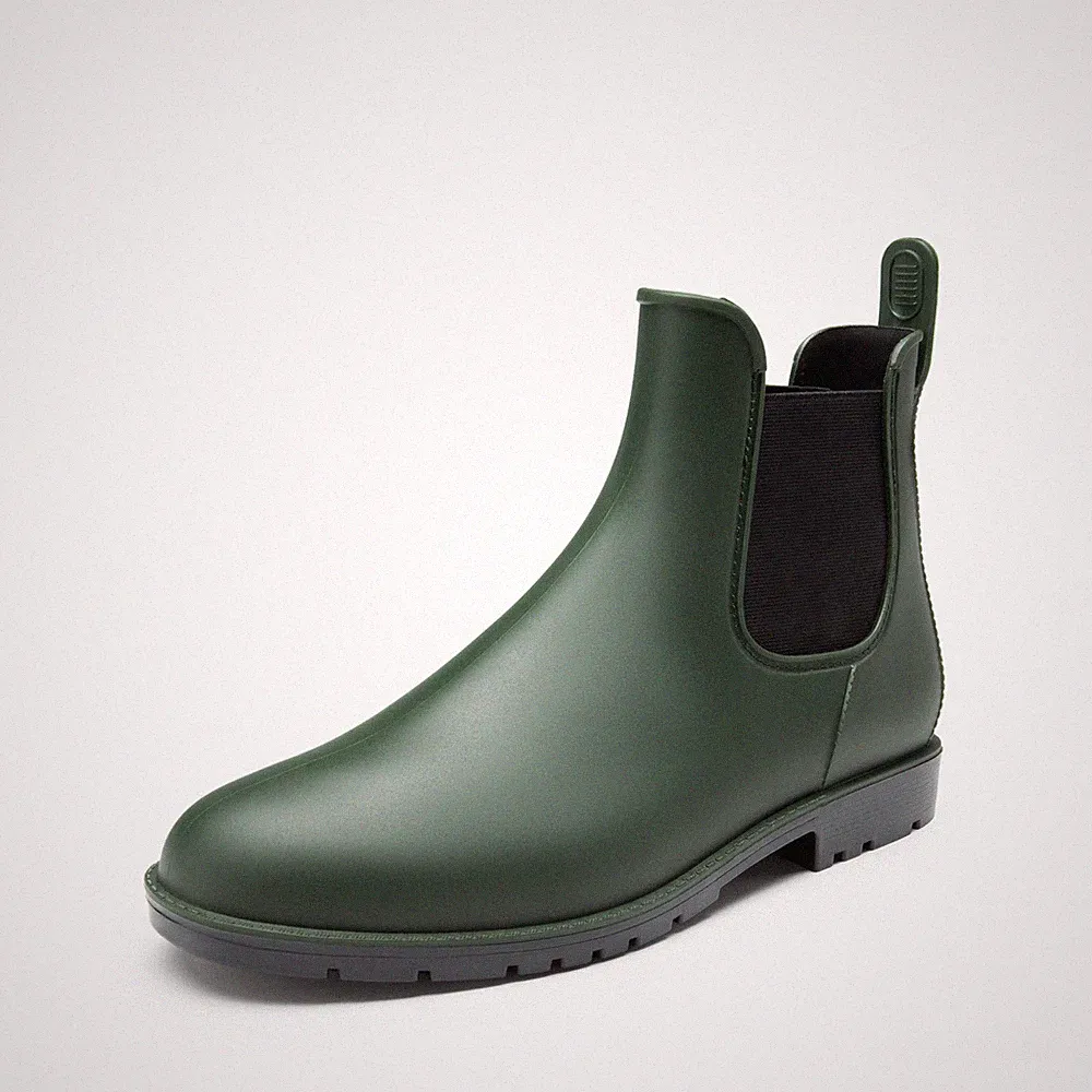 Gummistiefel Herren Kurze Chelsea Boots,Olivengrün,45