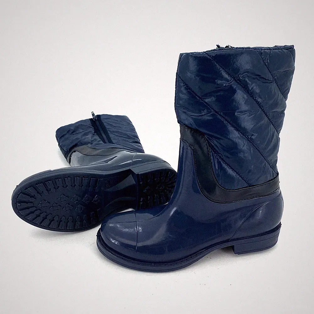 Gummistiefel Hochschaft Daunen Stiefel gesteppt Damen Mädchen Trend Boots Typ880