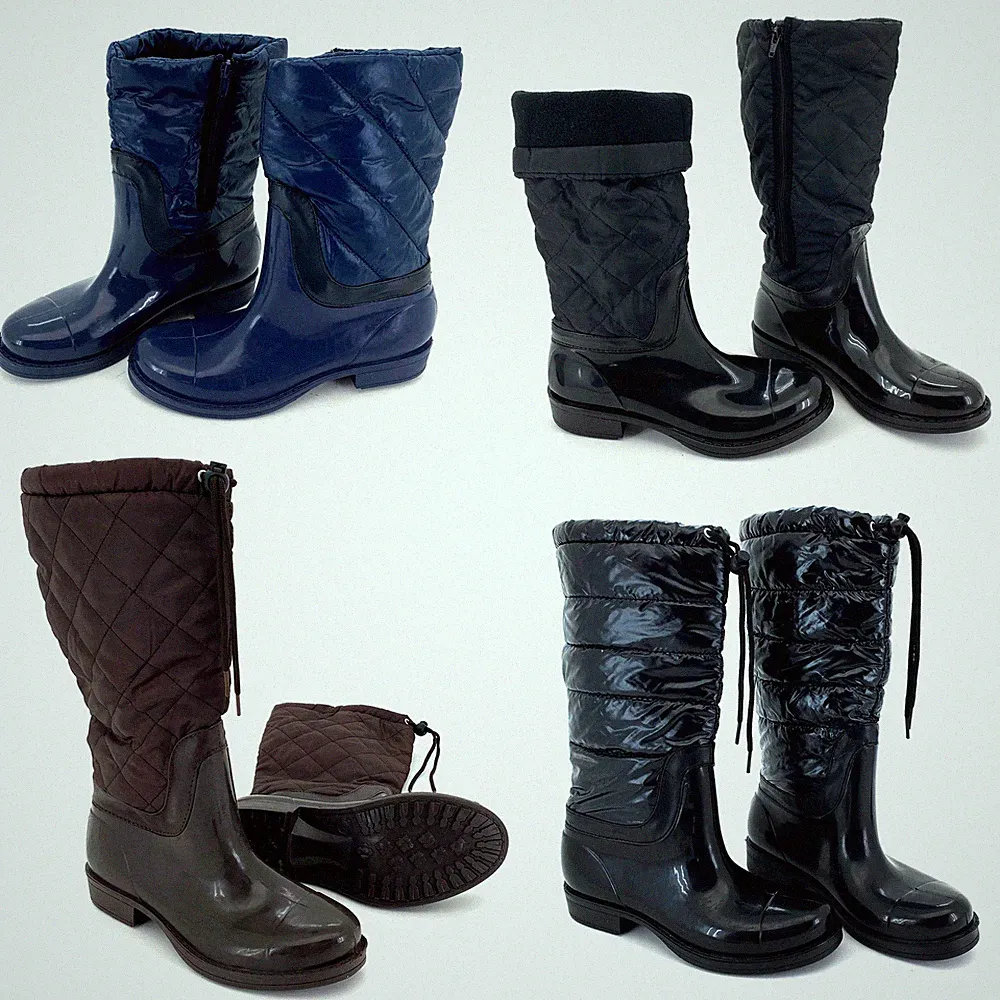 Gummistiefel Hochschaft Daunen Stiefel gesteppt Damen Mädchen Trend Boots Typ880