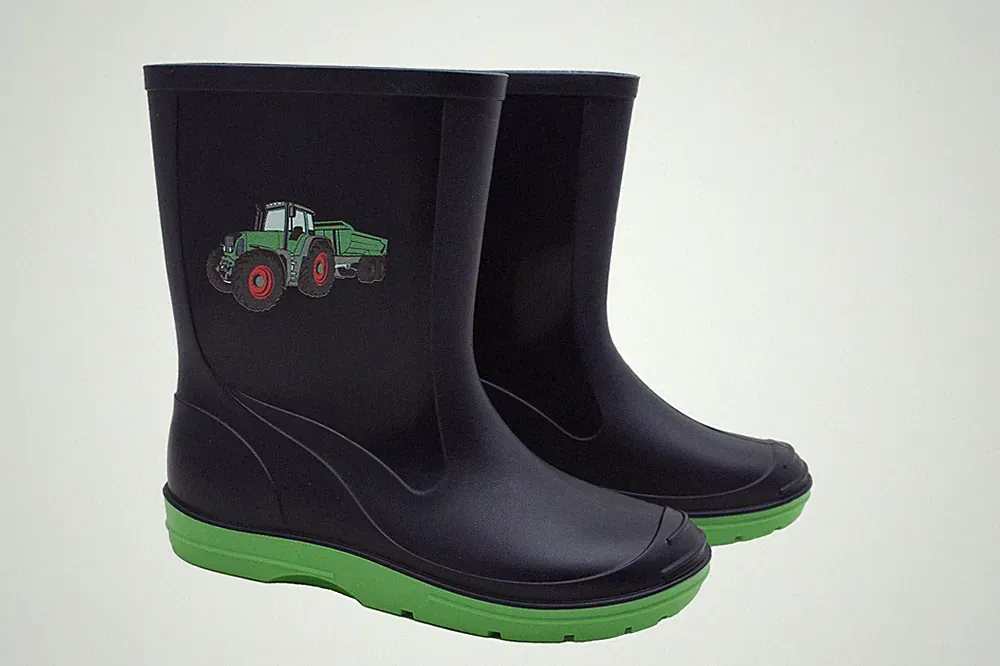 Gummistiefel Kinder, Basic, PVC, dunkelblau mit Motiv Traktor, Gr. 24 - Gr. 35