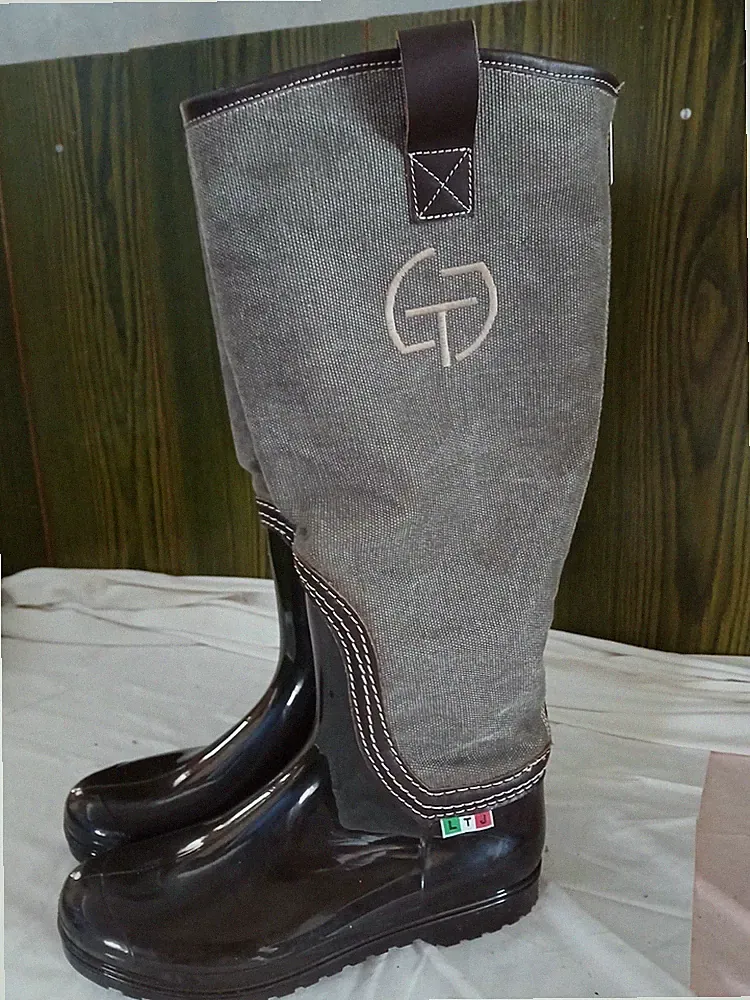 Gummistiefel Materialmix LTJ Gr. 38 , 5 Schwarz/Grau hingucker Neu