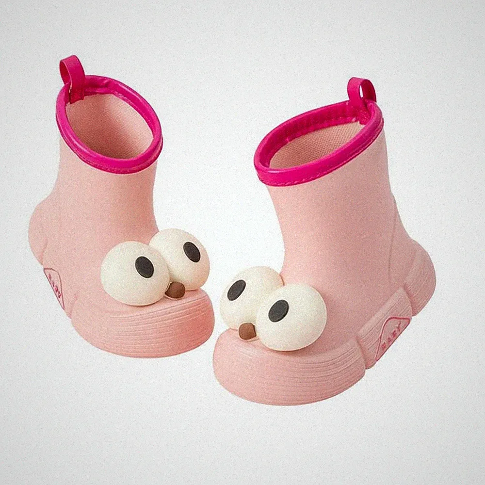 Gummistiefel mit Kulleraugen weich und bequem Cartoon Regenschuhe für Regentage