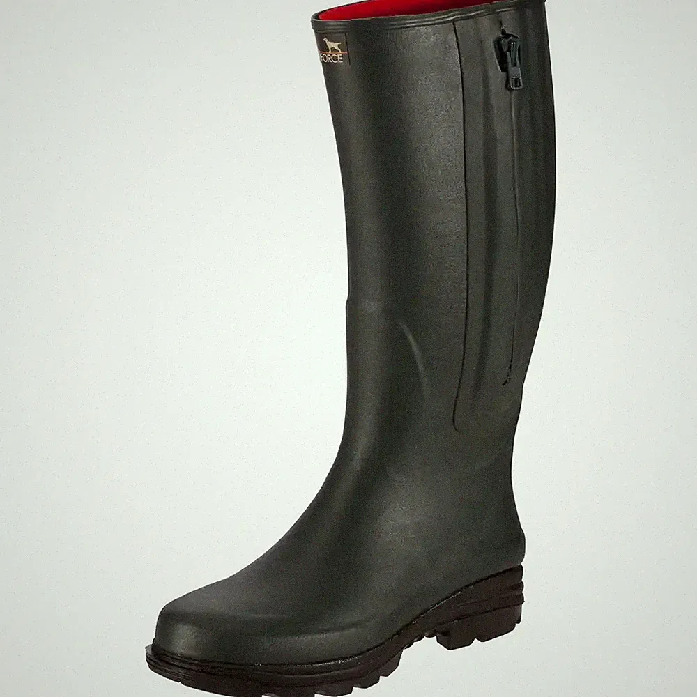 Gummistiefel mit Reißverschluss und Neoprenfutter, oliv