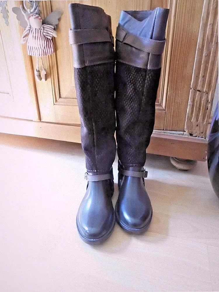 Gummistiefel mit Wildlederschaft Braun- NEU - Damen Größe 35/36 - ungetragen