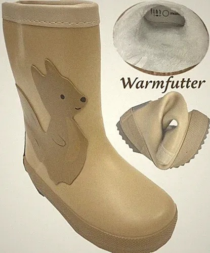 Gummistiefel Mittelschaft o.Stulpe + Warmfutter in Pastell Beige Eichhörnchen vo