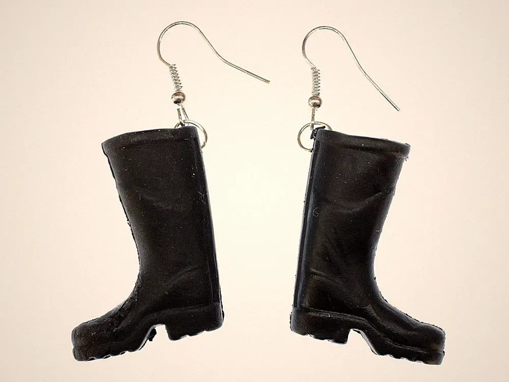 Gummistiefel Ohrringe Miniblings Hänger Stiefel Regen Bauernhof Garten schwarz