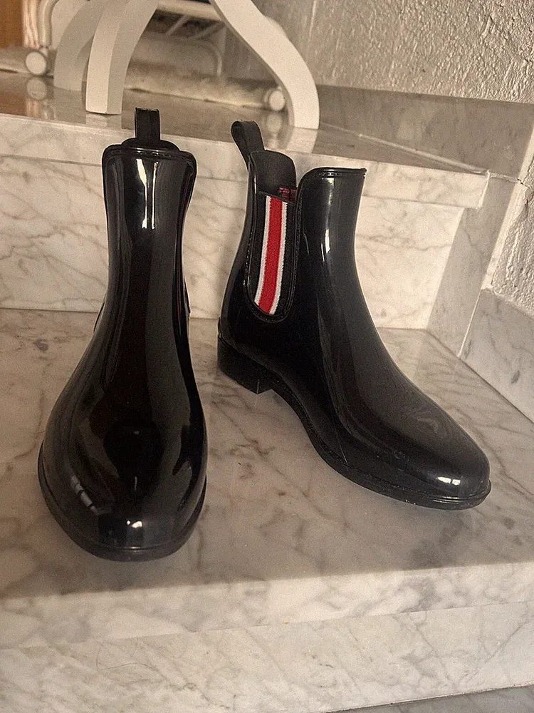 Gummistiefel Ralph Lauren 36,5 Stiefeletten Stiefel Regen Streifen Rot Schwarz