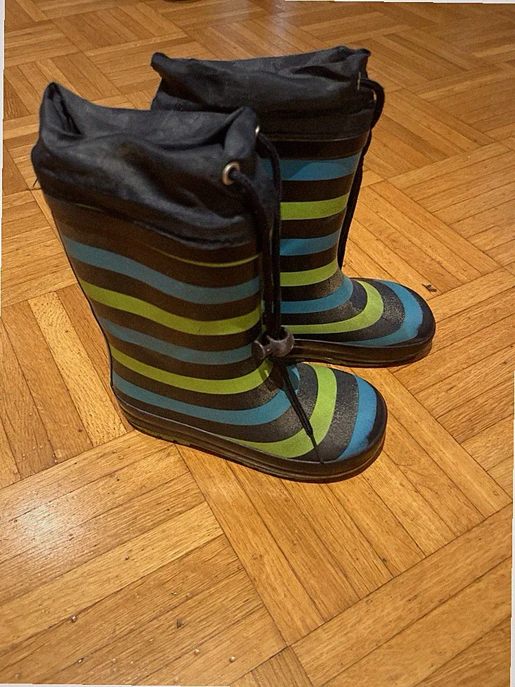Gummistiefel Regenstiefel 25 Blau Grün Gestreift Junge Mädchen