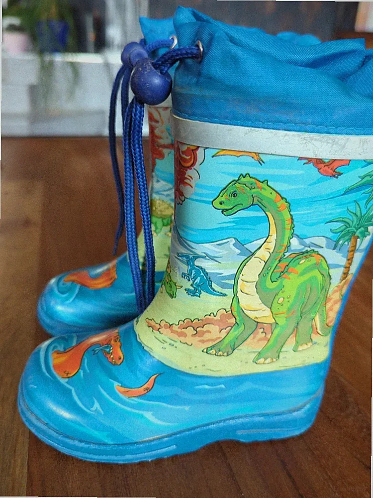 Gummistiefel Regenstiefel Jungen Beck Gr. 25 Dinosaurier Dinos Blau Zugband