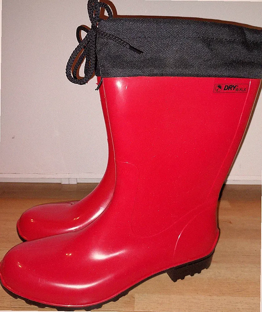 Gummistiefel rot mit Manschette neu glänzend, Gr. 41