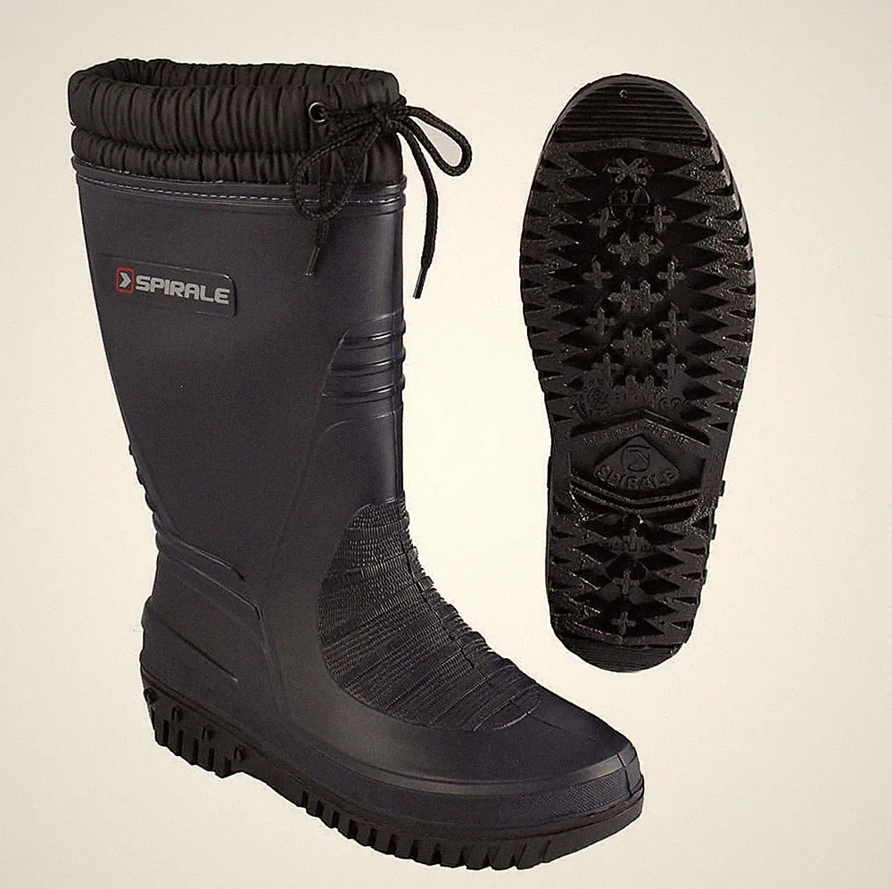 Gummistiefel warm gefüttert blau SPIRALE mit Stulpe und Kordelzug Gr. 36 - 48