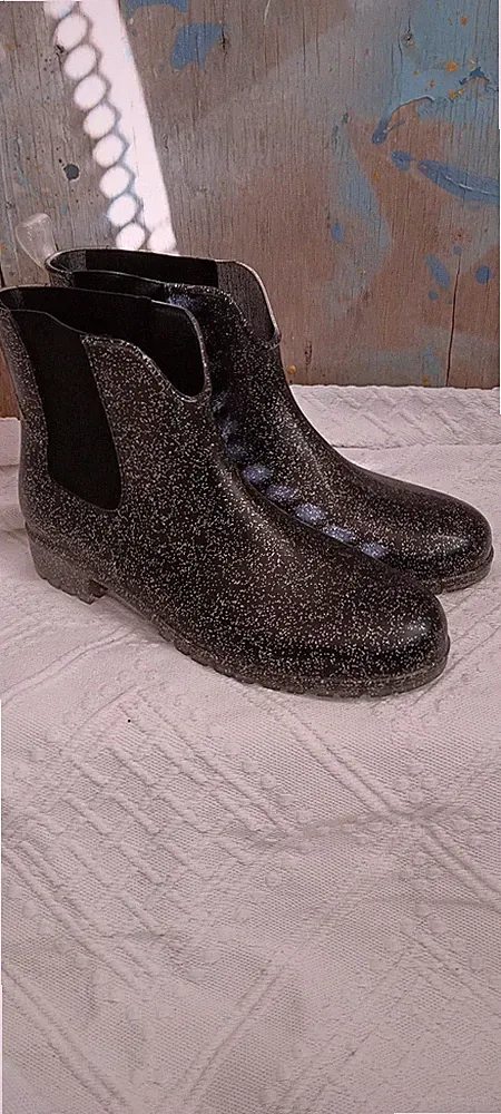 Gute Laune Gummistiefel ☆ Tamaris ☆ Knöchelhoch ☆ Schwarz ☆ Glitzer ☆ 41