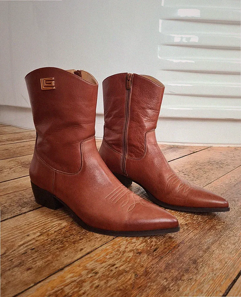 Guy Laroche Stiefeletten Echtleder Western-Stil Gr. 41 Braun – Cowboystiefel