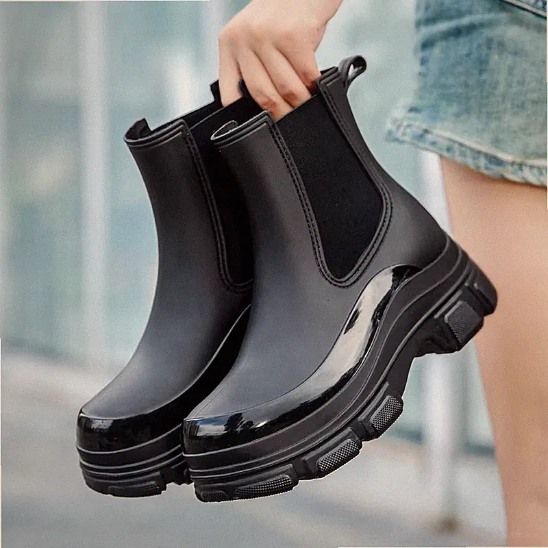 H Damen Regenstiefel Wasserdicht Rutschfest Gummi Leicht Bequem