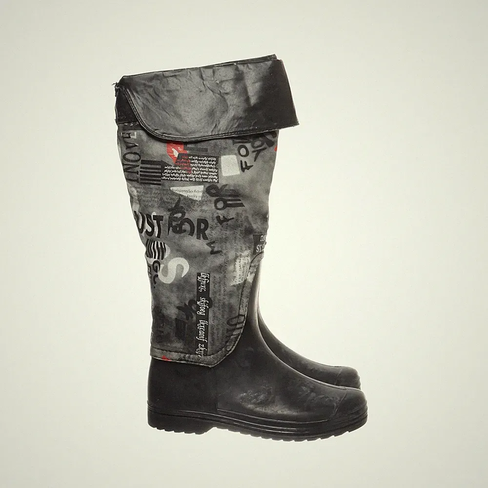 H & F, Gummistiefel, Größe: 36, Schwarz/Grau/Rot, Damen #orJ