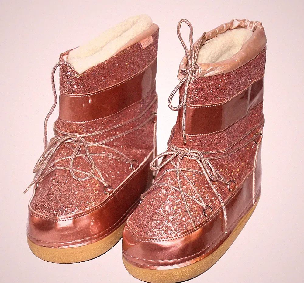 HAILYS Moonboots Kupfer Glitzer Fellfutter_Gr:541/42_NEU
