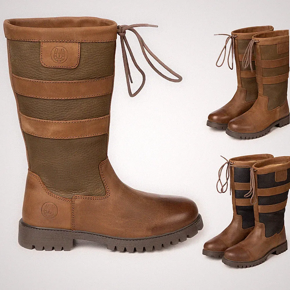 Halbhohe Damenstiefel aus Kalbsleder Schuhe Damen Landhausstiefel 3 Farben Rydale