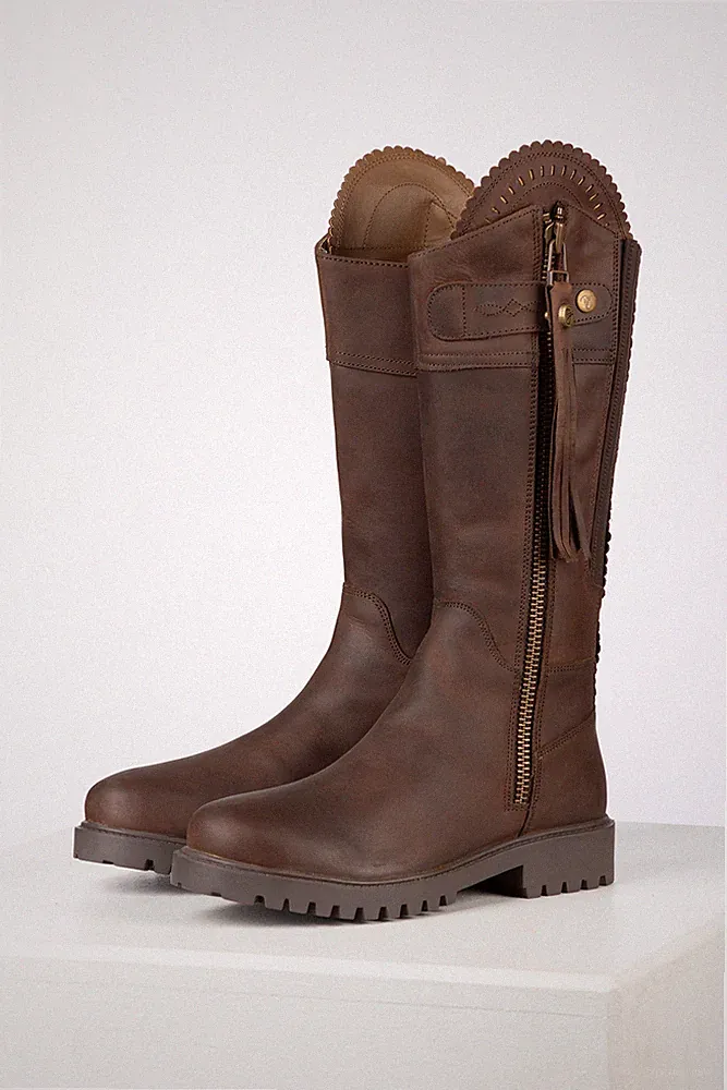 Halbhohe Damenstiefel aus Kalbsleder spanischer durchgehender Reißverschluss Quaste Reitstiefel Rydale
