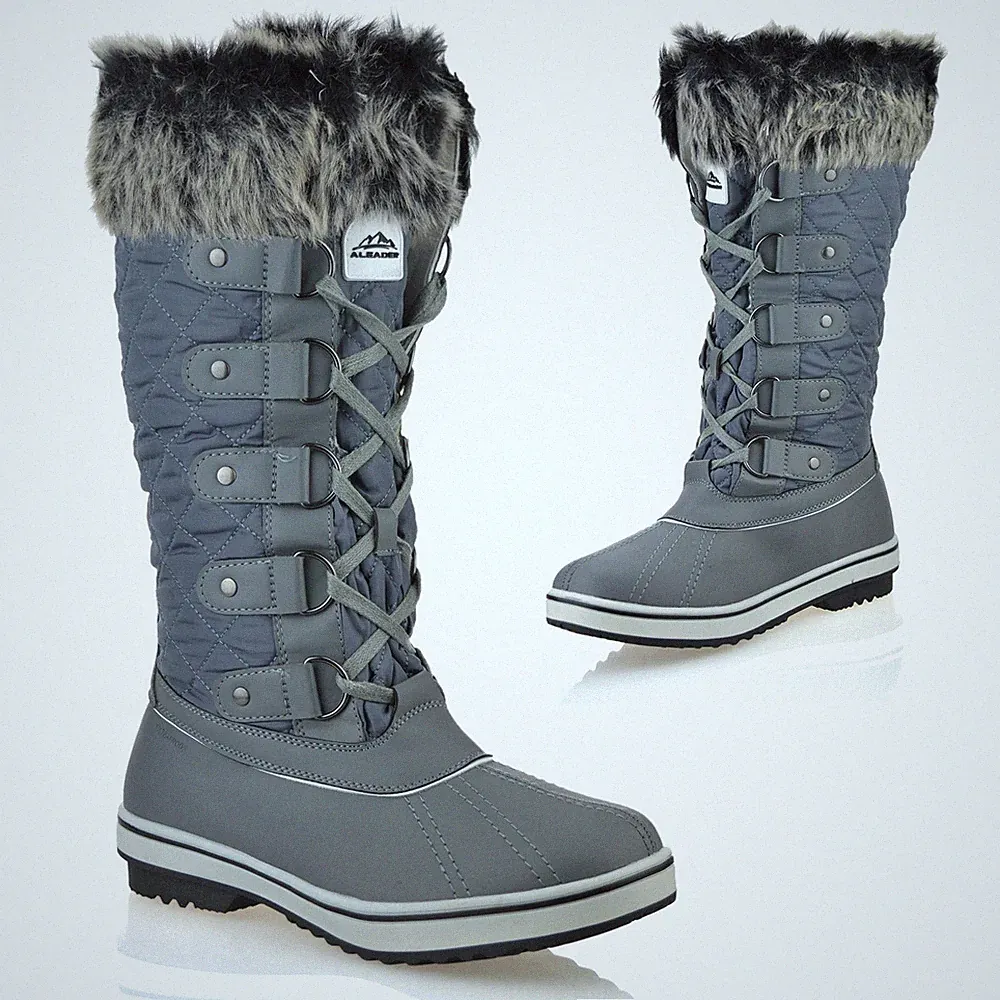 Halbhohe wasserdichte warme Damen-Winterstiefel Wandern Regen Schnee Größe