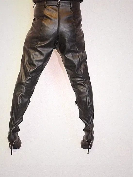 Handgefertigte stiefel hose plateu 2cm kunstleder heels 13cm 42 schwarz Polen