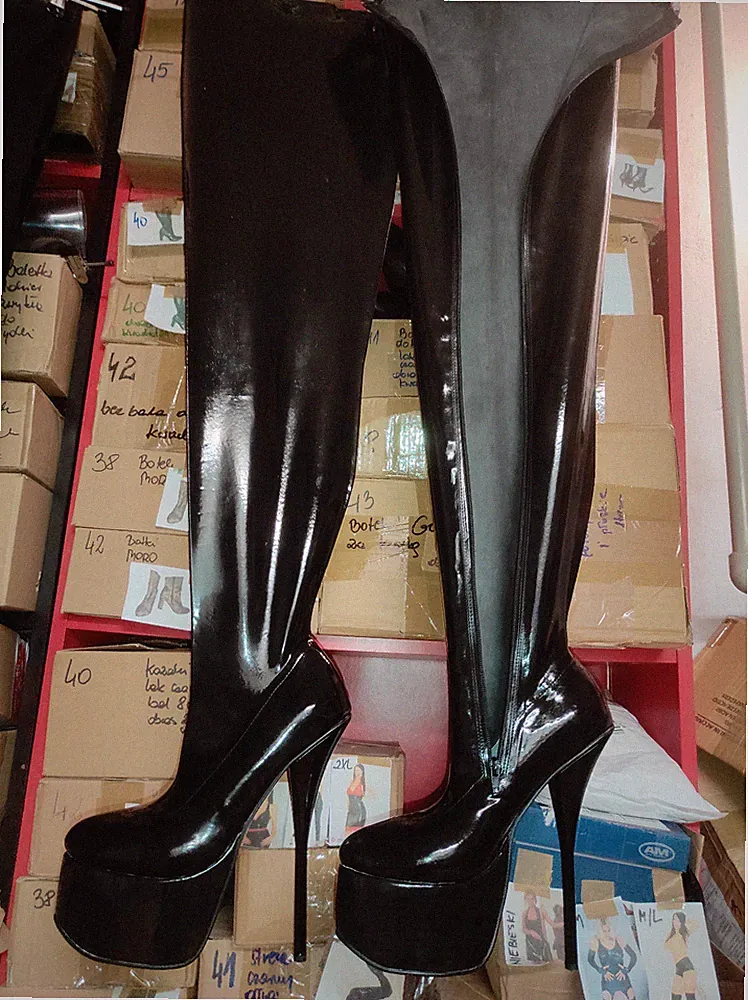 Handmade Stiefel Latex gummi viele farben Größen 41-47 Absatz 20cm Poland
