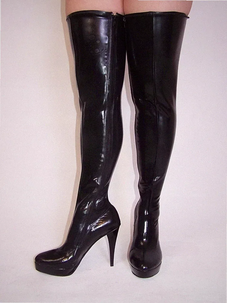 Handmade unisex gummi Stiefel Overknee vielen Farben platform 2cm Absatz 13cm