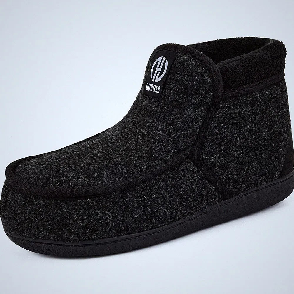 Hausschuhe Herren Hausstiefel Warm Plüsch Gefütterte Hüttenschuhe Mokassin Wi...