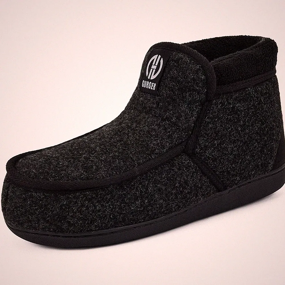Hausschuhe Herren Hausstiefel Warm Plüsch Gefütterte Hüttenschuhe Mokassin Wi...