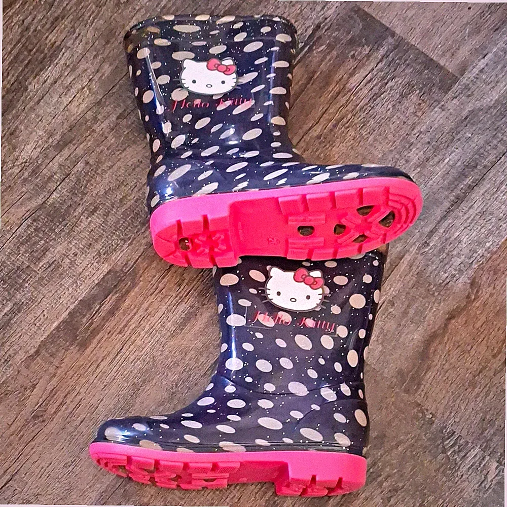 Hello Kitty Gummistiefel Punkte schwarz/rosa/weiss Slip-On Mid Top Grösse 26