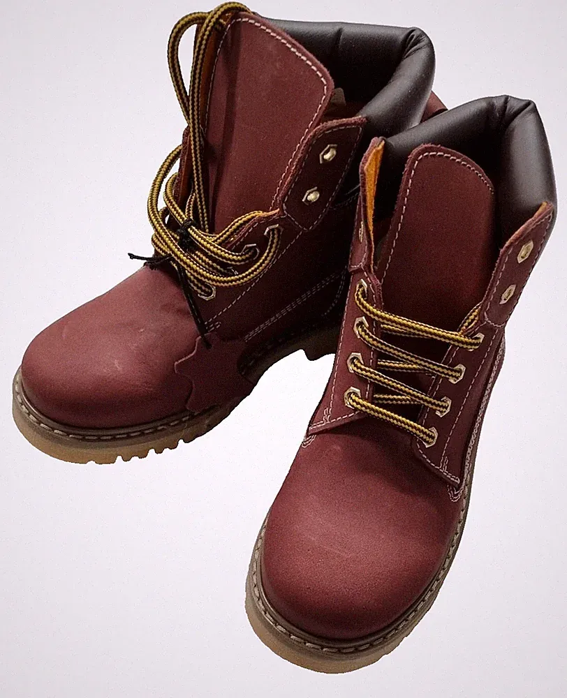 Herbst Lederstiefel Stiefel Ungefüttert Farbe Bordeaux Größe 33 Leder