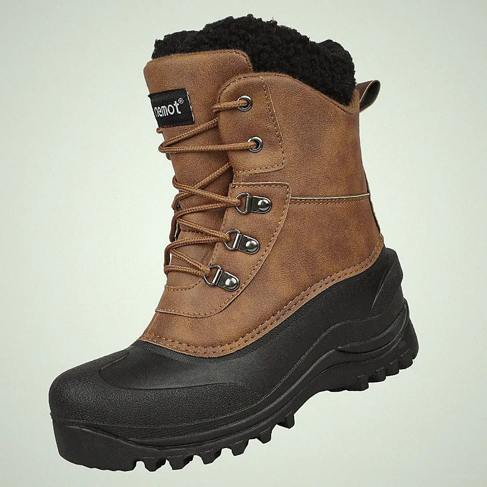 Herren Boots Outdoor Trekkingschuhe Stiefeletten Winterstiefel Lammwoll Gefütter