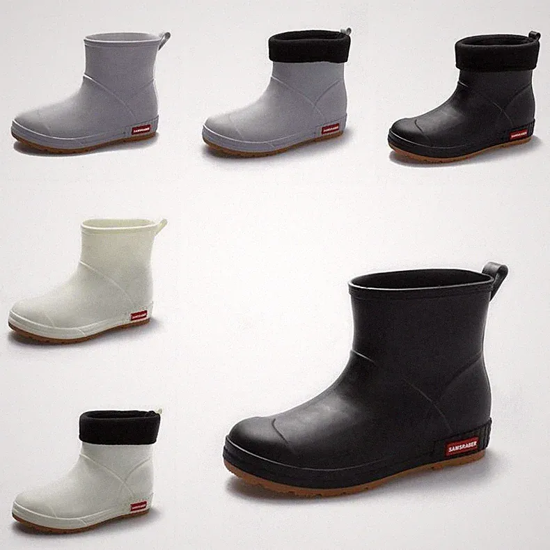 Herren Damen Stiefeletten Gummistiefel Pelzgefüttert Regenschuhe Stiefel Gr36-44