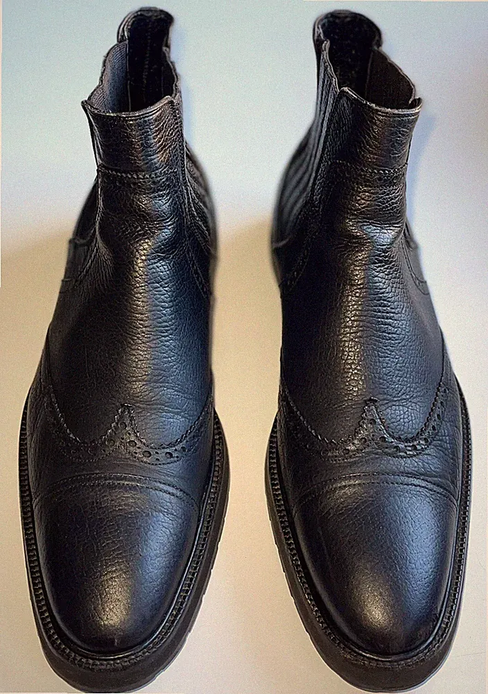 Herren Dolce & Gabanna Schwarz Leder Slipper Chelsea Boots Größe UK 7,5 EU 41,5 Sehr guter Zustand