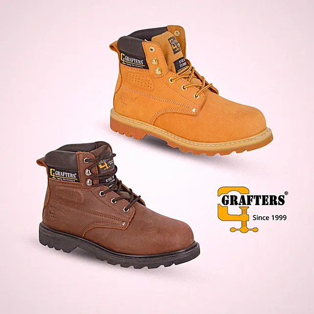 Herren Grafters Sicherheitsstiefel Goodyear rahmengenäht Cambrella Futter Gummi gepolstert Schuhe