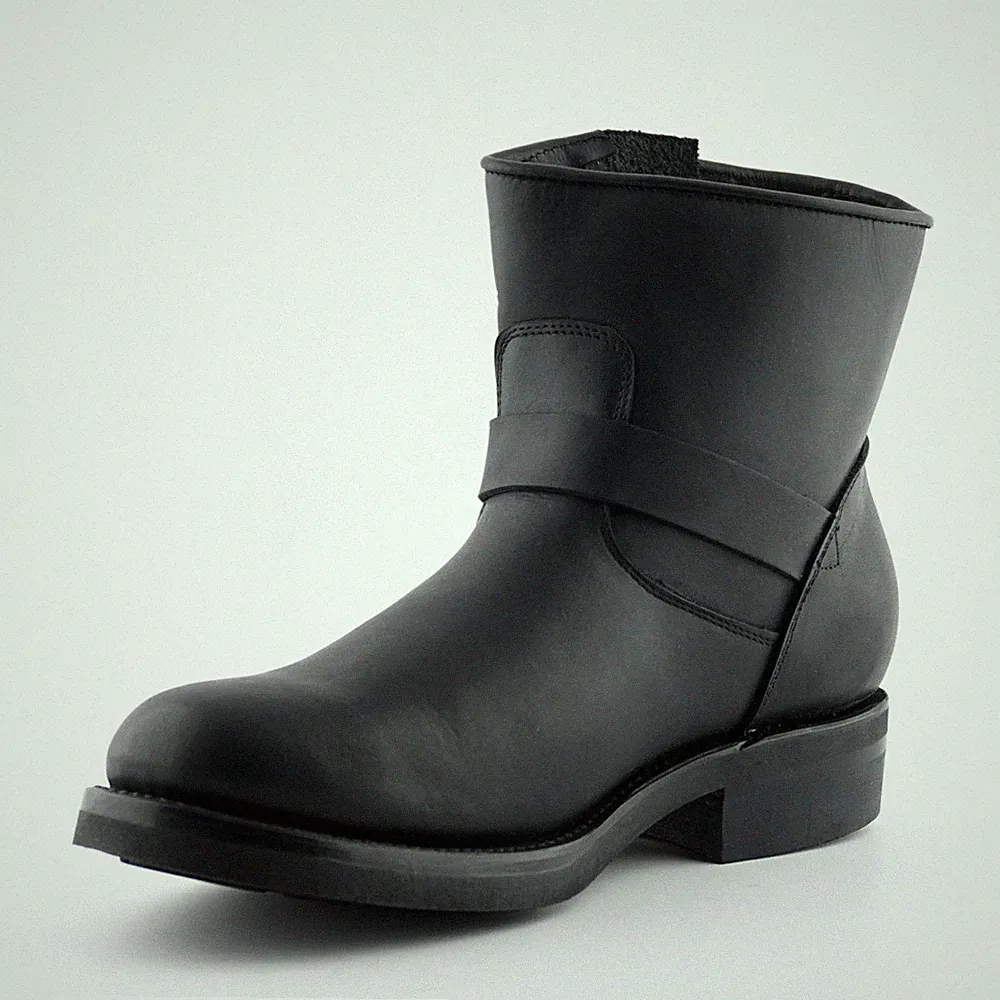 Herren GRINDERS LO CHARGER Schwarz Biker Motorrad Cowboy Leder Stiefeletten Schuh