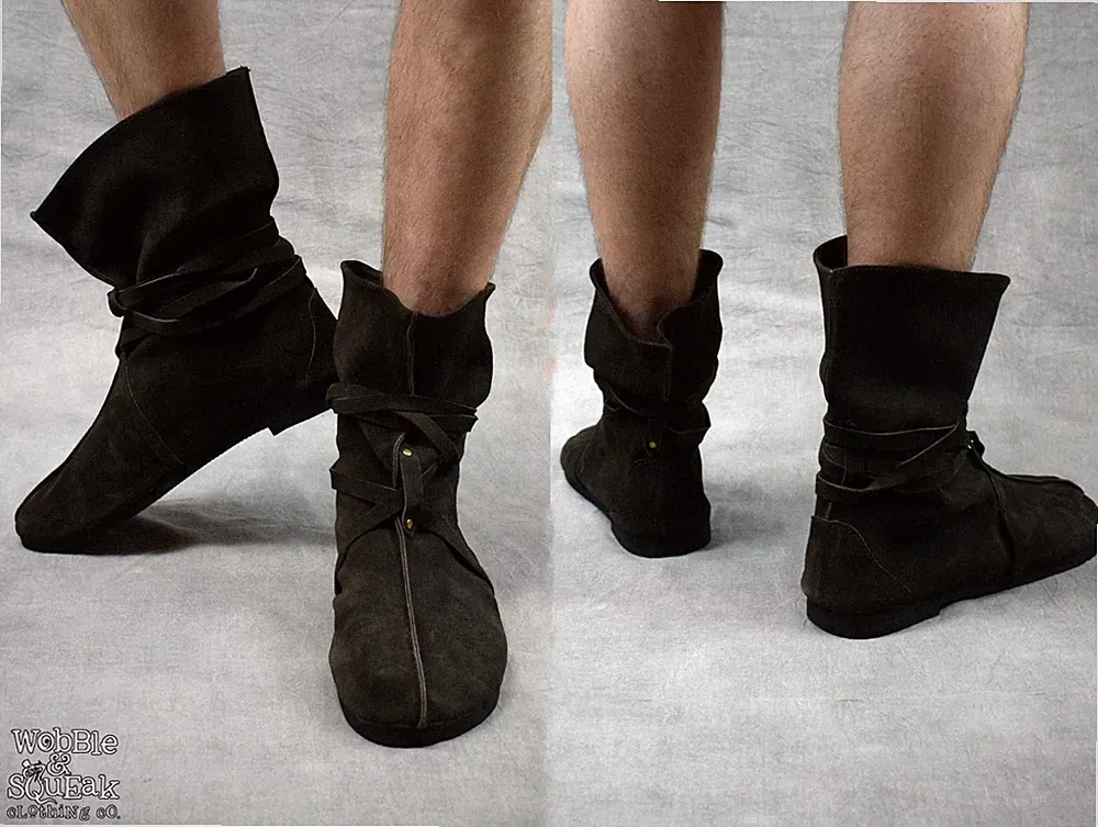 HERREN LARP STIEFEL Cosplay Schnürung zum Binden Wald Bühne Pirat Robin Kapuze Leder