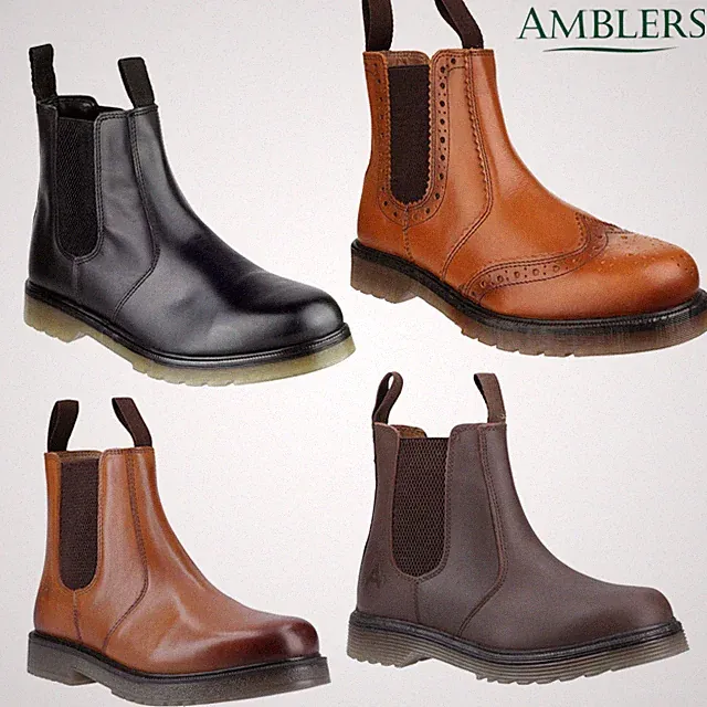 Herren Leder Händler Stiefel Amblers Strapazierfähig Doppelzwickel Zum Überziehen Arbeitsstiefel