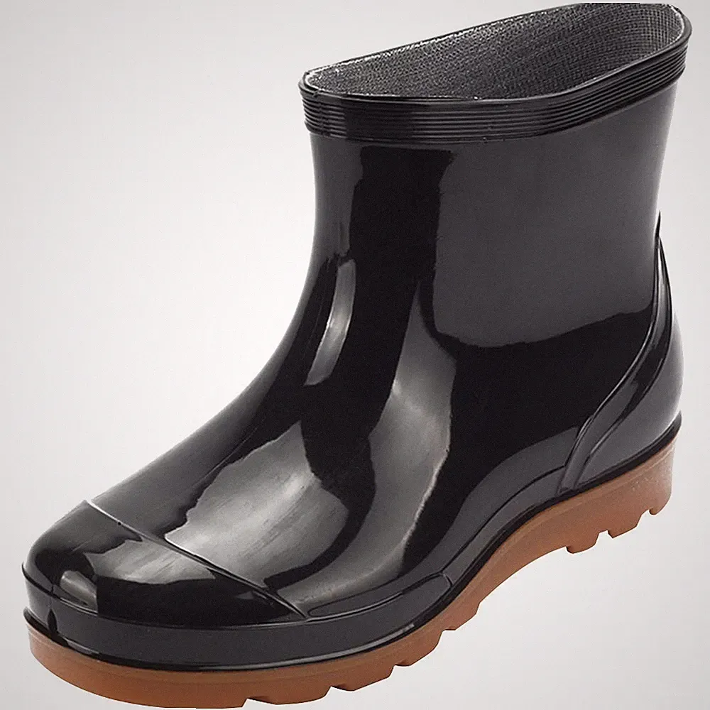Herren Mitte der Wade Regenstiefel Schwarz Gummistiefel mit Abnehmbarem Futte...