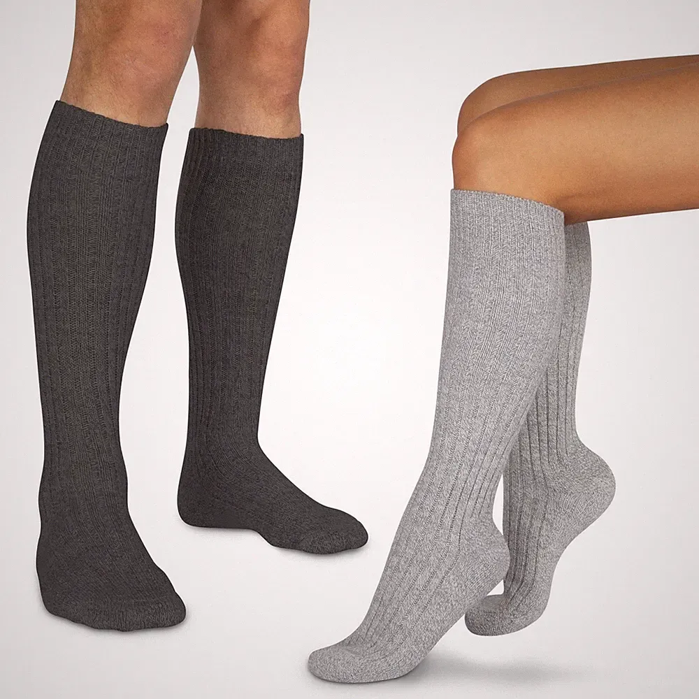 Herren Norweger Kniestrümpfe Schafwolle warm dick Frottee Gummistiefel Socken