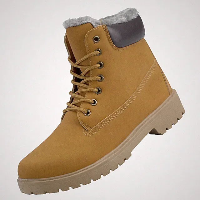 Herren Schnürstiefeletten Stiefel Boots Warmfutter Reißverschluss Camel 71265