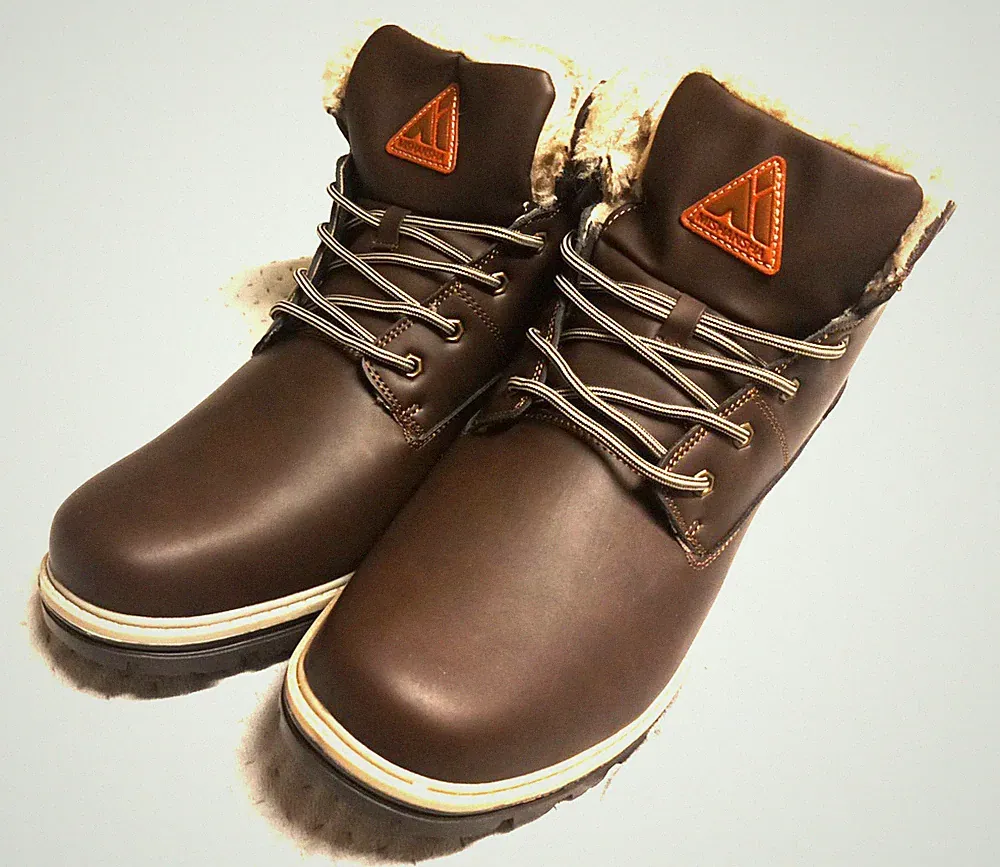 Herren Schuhe Gr.47 Mishansha Leder Winterschuhe Braun Gefuttert Warm Modern Neu