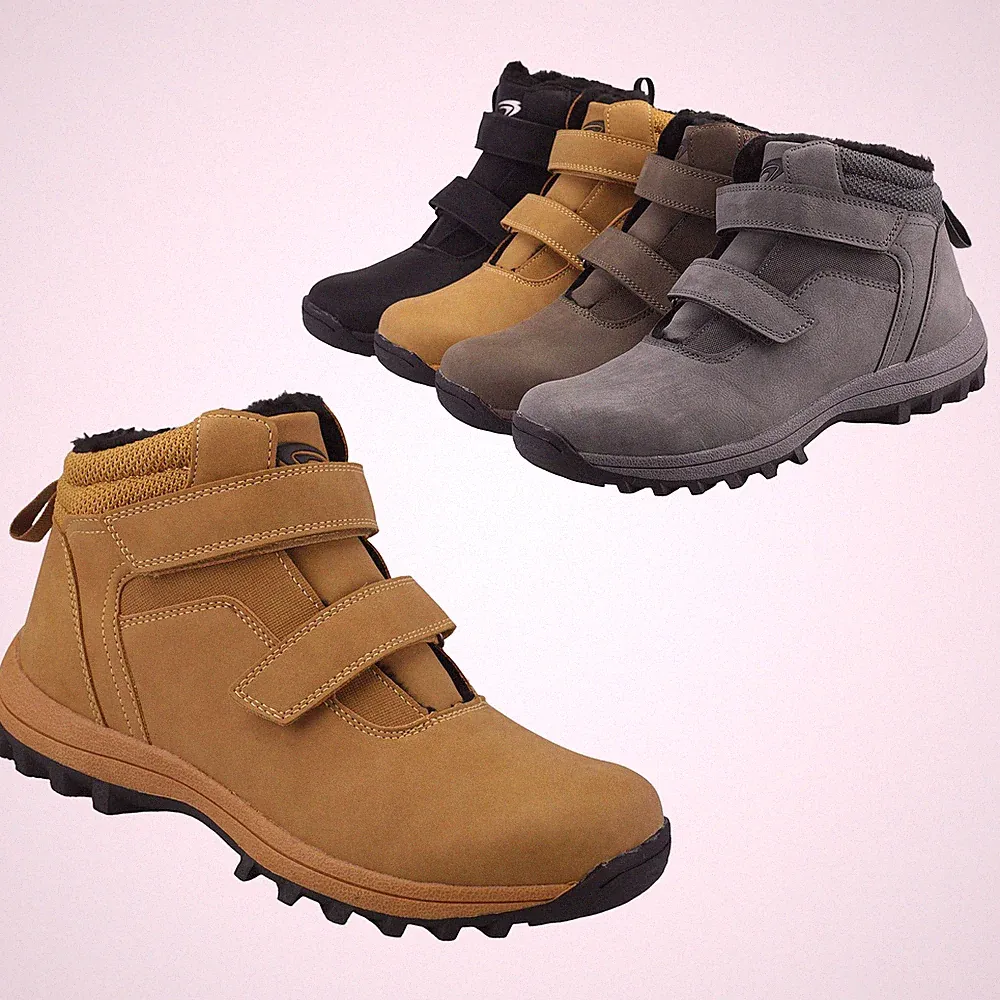 Herren Stiefel Boots Stiefelette Warm Gefüttert Trekkingboots Klettverschluss