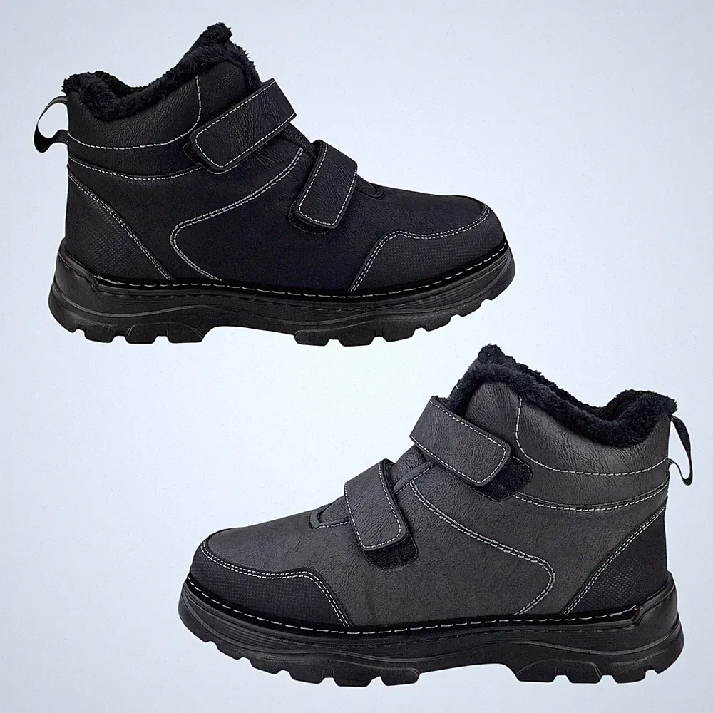 Herren Stiefel Boots Stiefeletten Winterstiefel Warmfutter Klettverschluss 3278